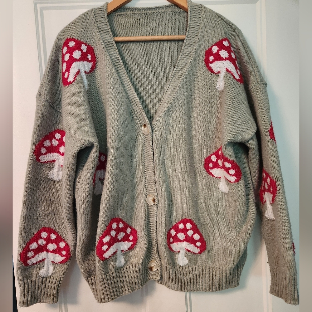Mushroom cardigan sweater
